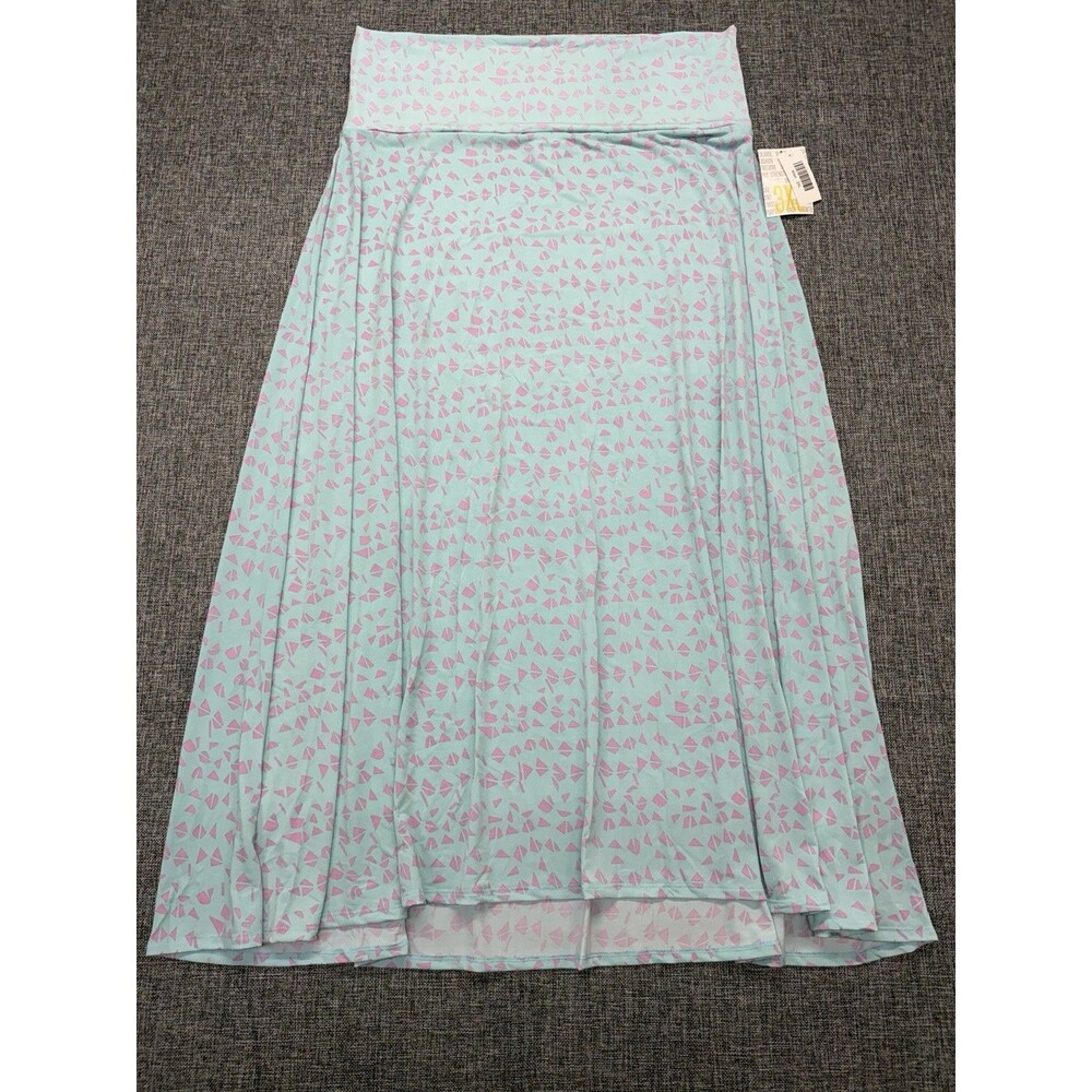 Lularoe NWT Maxi Skirt Mint Pink Geometric Triangle Sz 3XL